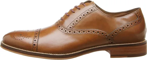 Vista 8 de Johnston Murphy Puntera Conard para hombre cuero pulido a mano suela de goma Marrón 8