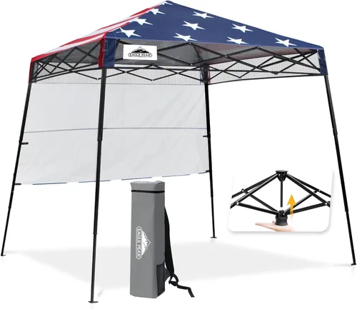 Vista 11 de EAGLE PEAK Toldo Emergente de 8x8 pies con Pared Lateral, Compacto, Portátil con Patas Inclinadas, Refugio Solar Instantáneo para Playa, Deportes