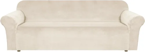 Vista 24 de H.VERSAILTEX Fundas de terciopelo elástico para sofá de dos plazas, fundas para sofá de 2 cojines para sala de estar, fundas deslizables con correas