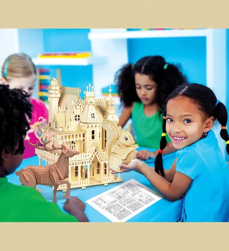 Vista 7 de Puzzled Rompecabezas 3D de madera de ciervo, kit de modelo de construcción de manualidades, divertido, único y educativo, juguete de madera