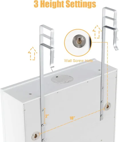 Vista 6 de CHARMAID Armario de joyería de 5 luces LED montado en la pared o en la puerta armario de joyería con cerradura con espejo de longitud completa y 6