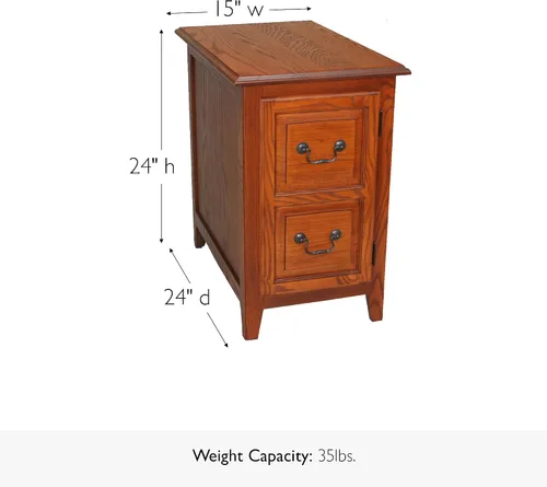 Vista 31 de Leick Home Laurent 10537 - Mesa auxiliar con lámpara, madera maciza, con cajón y estante, cereza chocolate