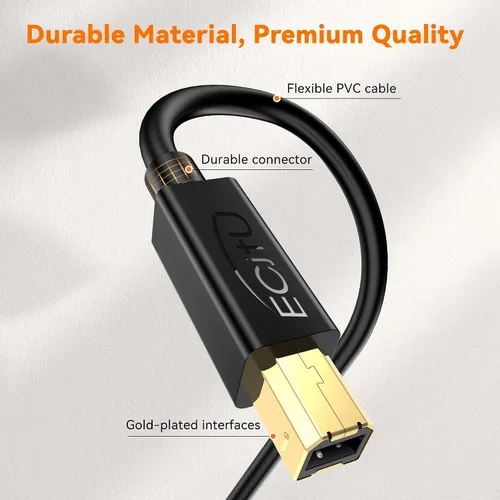Vista 5 de Cable de impresora USB 2.0 de 3 pies (paquete de 10), cable de impresora A macho a macho B, cable de repuesto para ratones, teclados, impresoras