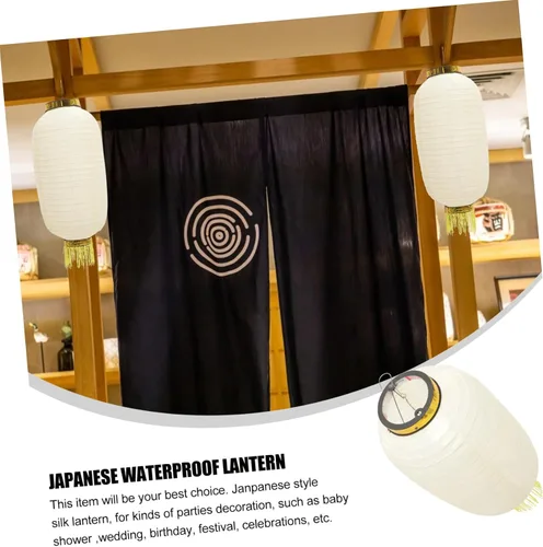 Vista 3 de Amosfun 2 linternas blancas chinas japonesas impermeables plegables de seda para bodas, fiestas, decoraciones colgantes de jardín