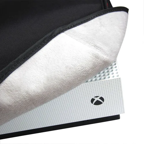 Vista 5 de Para Microsoft Xbox One S (modelo delgado 2016) consola de juegos cubierta a prueba de polvo con forro de terciopelo suave estilo horizontal negro