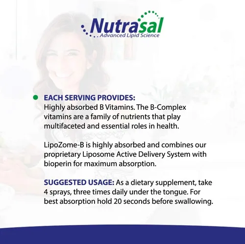 Vista 5 de Nutrasal LipoZome B-Complex Sublingual Spray - 2 onzas líquidas