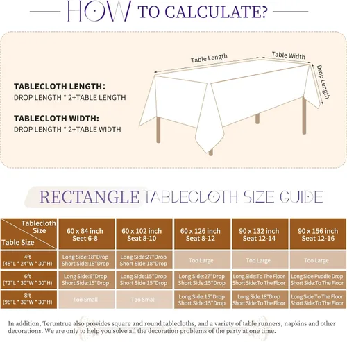 Vista 7 de Paquete de 12 manteles rectangulares beige para mesas de 6 pies de 60 x 102 pulgadas, manteles impermeables beige a granel para bodas, poliéster