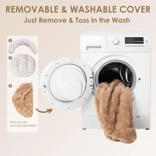 Vista 6 de EHEYCIGA Sofá cama suave para gatos de interior, cama extra pequeña esponjosa para perros con funda extraíble lavable, sofá para mascotas, Camello