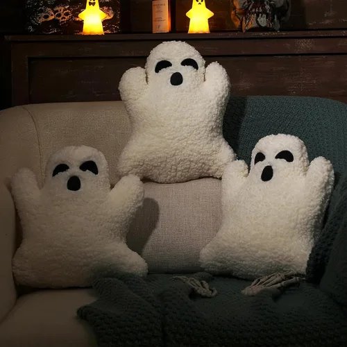 Vista 2 de Bonita almohada de fantasma, almohada de felpa con forma de fantasma, almohadas decorativas de Halloween, almohada de fantasma de Halloween, animal