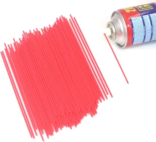 Vista 4 de Pajitas de lata, popote de extensión de lata de aerosol de repuesto, popotes de extensión de plástico rojo, 5 pulgadas (paquete de 50)