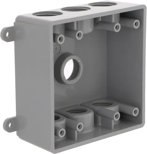 Vista 6 de BELL PDB77550GY Caja resistente a la intemperie de dos grupos con siete salidas roscadas de 1/2 pulgada o 3/4 de pulgada, 2 pulgadas, gris