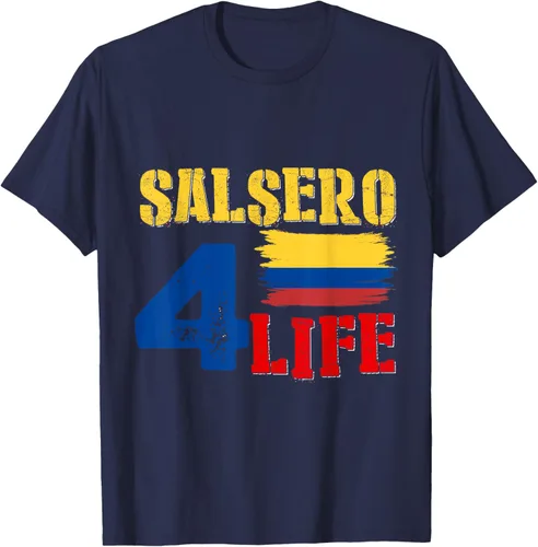 Vista 17 de Salsa Colombiana Gift - Camiseta de música con bandera colombiana Negro