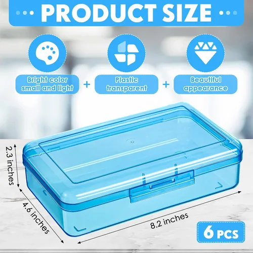 Vista 2 de Layhit 6 cajas de plástico para lápices, apilables, de plástico transparente, multiusos, de gran capacidad, caja de suministro de plástico duro
