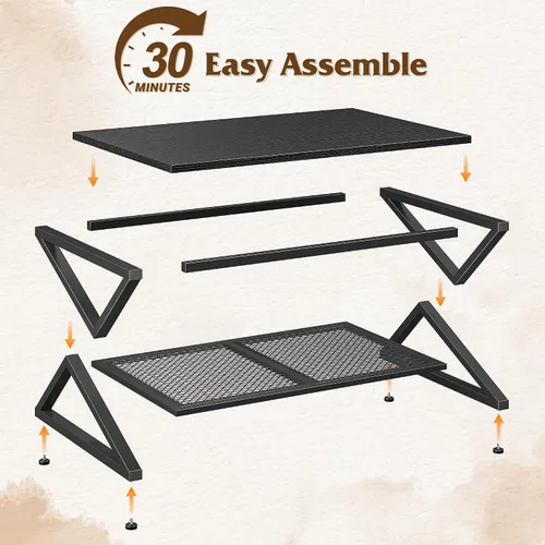 Vista 8 de EnHomee Mesa de Café con Almacenamiento, Mesas de Café Modernas para Sala de Estar con Estante de Malla, Mesa de Centro Rectangular de 2 Niveles