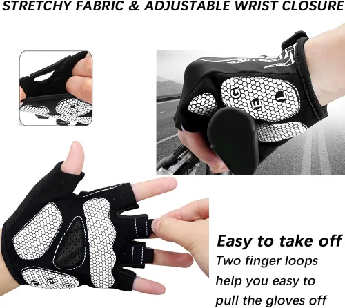 Vista 4 de MOREOK - Guantes para bicicleta de montaña (MTB) y ciclismo de descenso (DH), para hombres, de medio dedo, con almohadilla de gel que absorbe