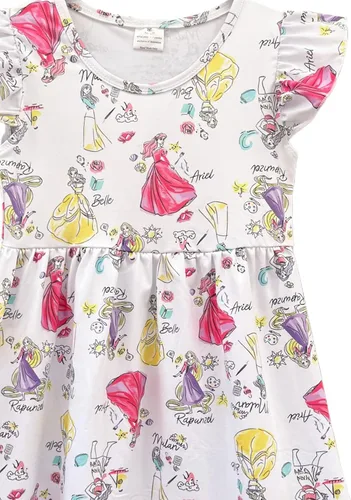 Vista 3 de Vestido estampado de princesa con estampado de dibujos animados para niñas de 1 a 8 años