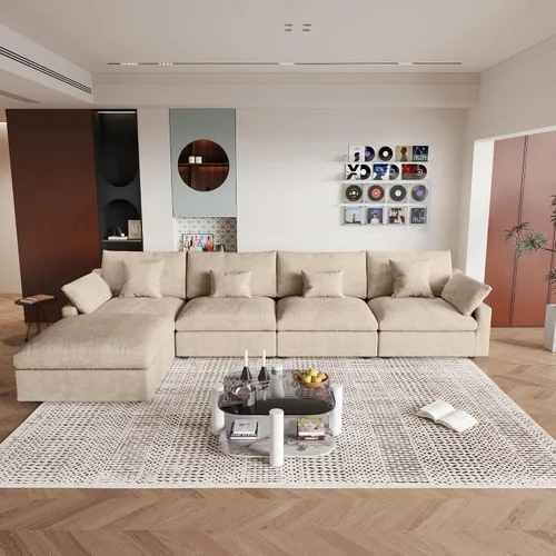 Vista 46 de WJShome Sofá Seccional Cloud Couch de 83 pulgadas para sala de estar, sofá seccional modular relleno de plumón, sofás en forma de L con otomana