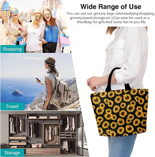 Vista 7 de Bolso de mano para compras, bolsa de comestibles de gran capacidad, ligera, reutilizable, conveniente, bolsa de hombro