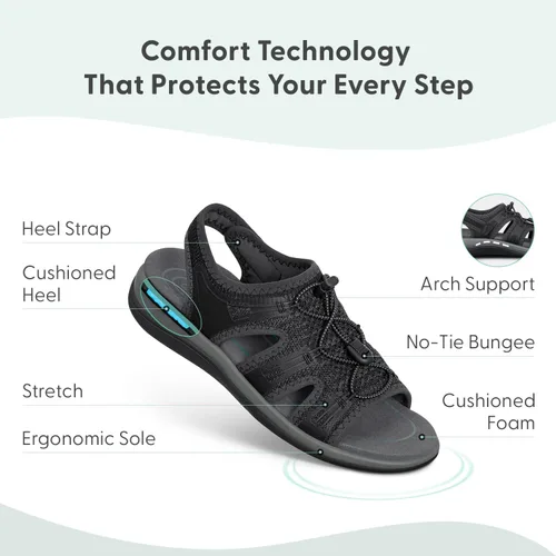 Vista 3 de Sandalias ortopédicas Orthofeet para mujer, estirables, modelo Maui