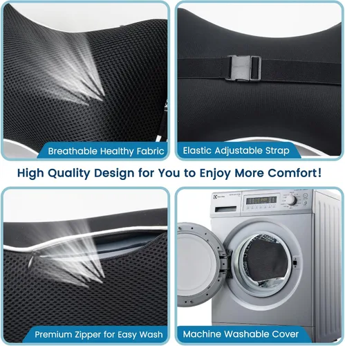 Vista 5 de Keemall Almohada de Cuello de Coche Inflable, Almohada de Reposacabezas de Coche Inflable Suave para Asiento de Conducción con Correa Ajustable