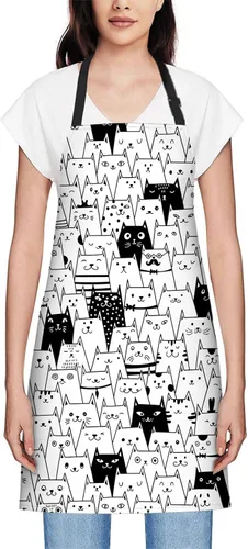 Vista 2 de oFloral Delantal para cocina casera 010, cute cats