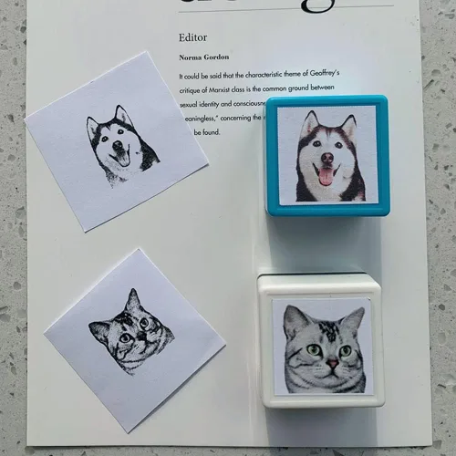 Vista 3 de Sello de retrato de mascota hecho a medida, sello personalizado para mascotas, idea de regalo, amante de los animales, sello de tinta personalizado