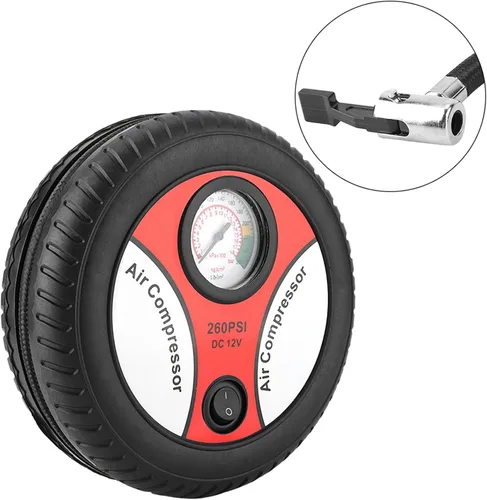 Vista 4 de Bomba portátil del compresor de aire del coche 12V, inflador visual del neumático de la bici de la motocicleta del indicador de presión del neumático