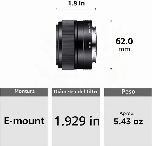 Vista 4 de Lente fijo de 1.37" y f/1.8, de la marca Sony