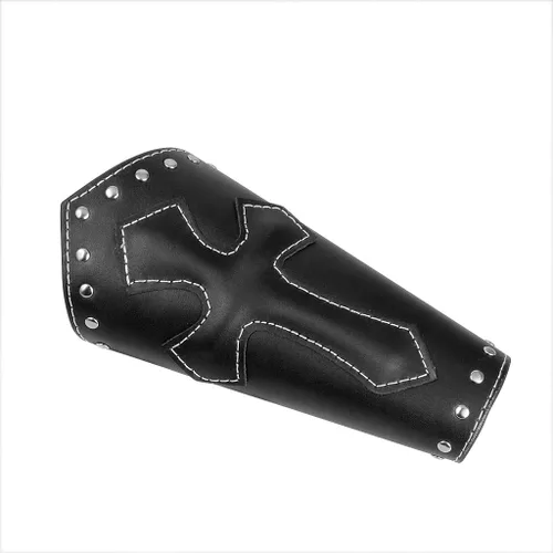 Vista 5 de JAOYU Brazaletes de cuero para hombre, armadura de brazo, brazalete de guantelete, brazaletes medievales, joyería vikinga para mujer, disfraz