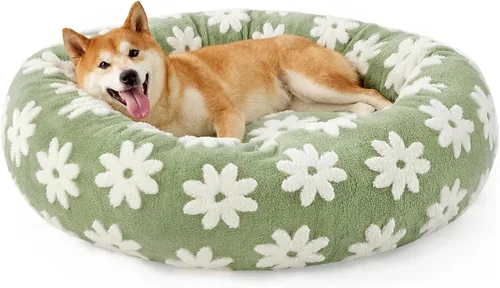 Vista 24 de JOEJOY - Cama redonda para perros pequeños con forma de dona jacquard, azul Azul nube