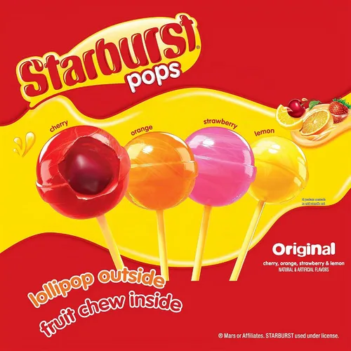 Vista 2 de Spangler Candy Original Starburst Lollipops – Paquete variado de caramelos a granel con paletas de frutas envueltas individualmente, sabor mixto