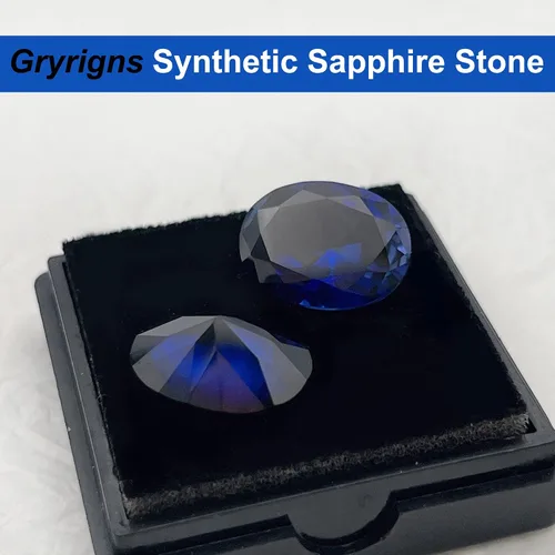 Vista 3 de Piedra preciosa de corindón de zafiro sintético suelto ovalado azul real con corte facetado 3A VVS (1.5 cts-13.5 quilates, 1 unidad)