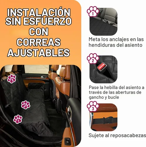 Vista 3 de Active Pets Funda negra para asiento trasero de automóvil, duradera, impermeable y resistente a los arañazos, accesorio antideslizante para perros