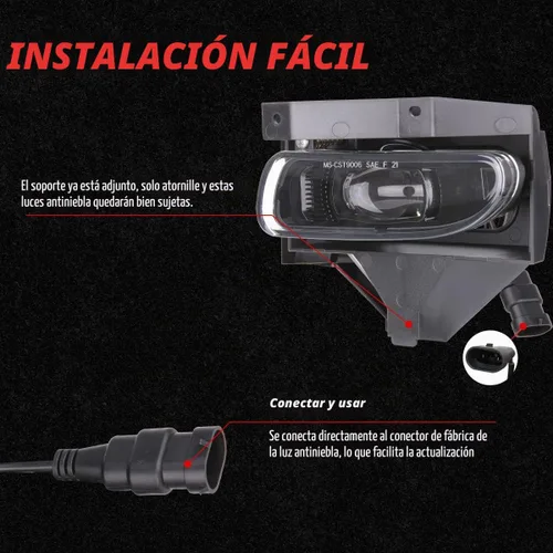 Vista 5 de Luces Antiniebla LED Compatibles con Ford Mustang 99-04 1999 2000 2001 2002 2003 2004, Conjunto de Luz Antiniebla con Bombilla LED 880 12V