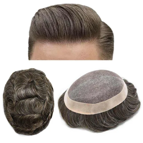 Vista 67 de LOVIN - Sistema de cabello humano para hombres, postizo fino de encaje mono para hombre, prótesis masculina de piel de polietileno alrededor