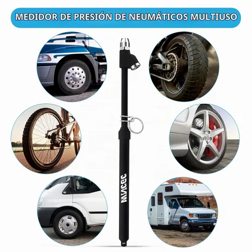 Vista 7 de Medidor de presión de aire, medidor de aire resistente de presión de neumáticos con placa de aluminio de dos lados, medidores de neumáticos