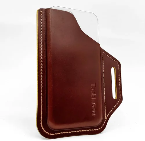 Vista 7 de TobbinGear Funda de cuero para teléfono móvil con clip para cinturón, bolsa de cinturón de cuero, funda universal para teléfono en el cinturón