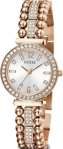 Vista 3 de GUESS Reloj analógico dorado con diamantes y perlas