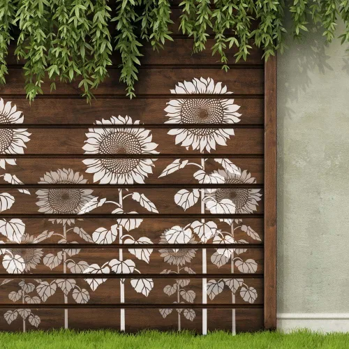 Vista 2 de Plantilla de pared de girasol gigante de 26 pulgadas, plantilla floral grande reutilizable para pintar paredes, vallas, madera, arte de pared