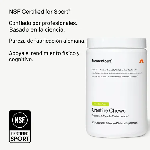 Vista 6 de Momentous Masticables de creatina - Monohidrato de creatina - Apoya la fuerza, el músculo magro y la recuperación para hombres y mujeres