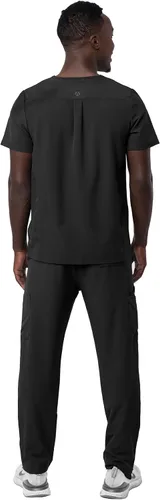 Vista 2 de Adar Addition Go-Basic - Conjunto de uniforme médico para hombre, camiseta médica clásica con cuello en V y pantalones médicos tipo cargo, A9300