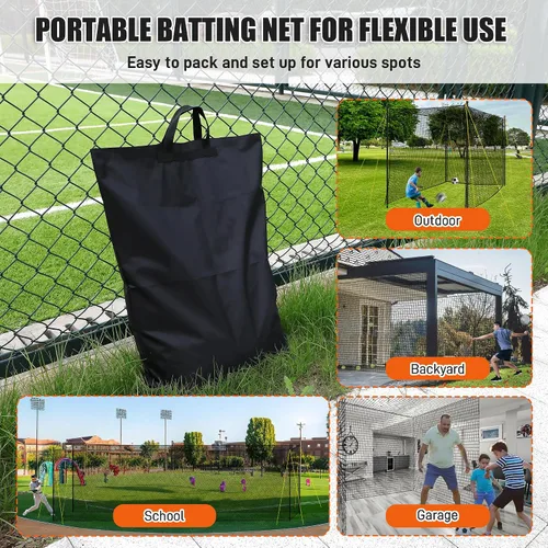 Vista 7 de Baseball Batting Cage Net, 10x10x20/10x10x35ft Softball Baseball Batting Netting for Backyard, Portable Hitting Practice Training Only Net with
