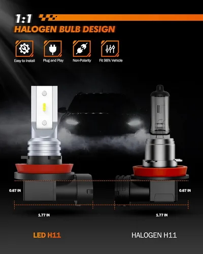 Vista 3 de SEALIGHT Bombilla antiniebla LED H11 H16, tamaño mini real 1:1, 6500 K, blanco frío, 6000 lúmenes, luces antiniebla LED H8/H16 para automóviles