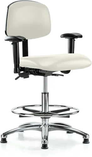 Vista 21 de PERCH - Silla giratoria con ruedas para alfombra o linóleo, cromado, Textil, Tela negra