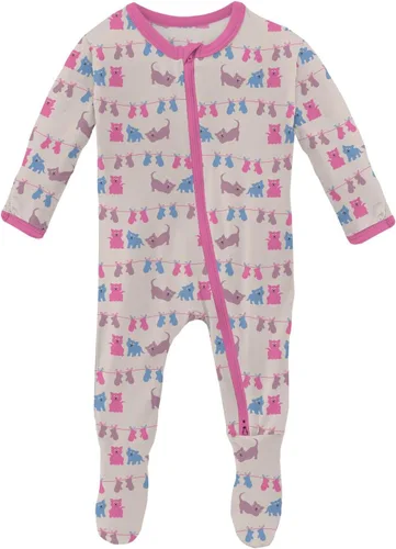 Vista 100 de KicKee Baby & Toddler - Pijama de viscosa ultrasuave de bambú con patas abatibles y puños