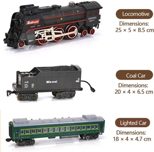 Vista 5 de Juego de tren eléctrico de Navidad a control remoto con control remoto, humo realista, luces y sonidos, modelo de locomotora de vapor con pista