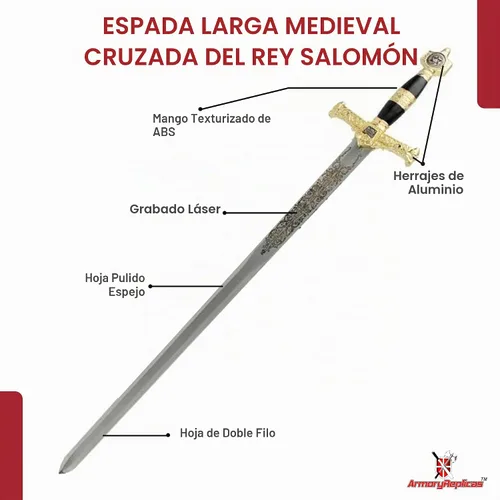 Vista 3 de Armory Replicas™ - Gran espada del rey Salomón y tamaños para coleccionistas y entusiastas - Opciones diversas para cada entusiasta de la espada