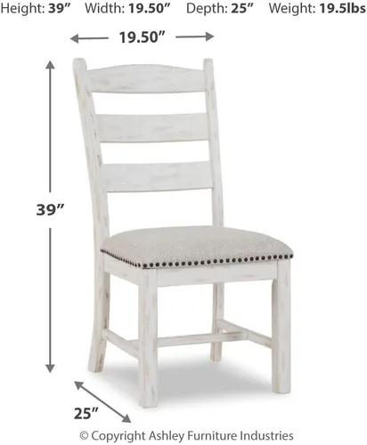 Vista 3 de Signature Design by Ashley Valebeck Farmhouse - Silla de comedor acolchada, 2 unidades, borde de cabeza de clavo, tapicería de tela, madera maciza