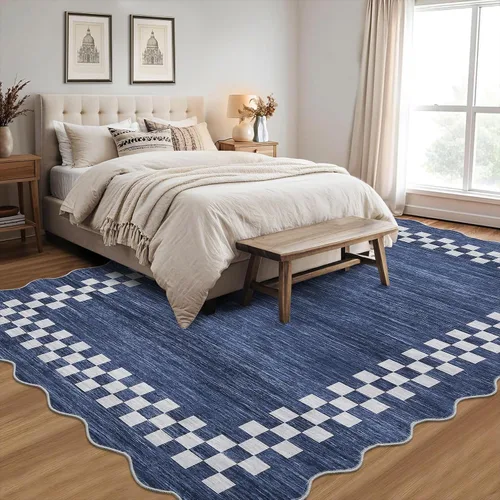 Vista 32 de GarveeHome Alfombra lavable de 5 x 7 pies para sala de estar, alfombra Beige festoneado