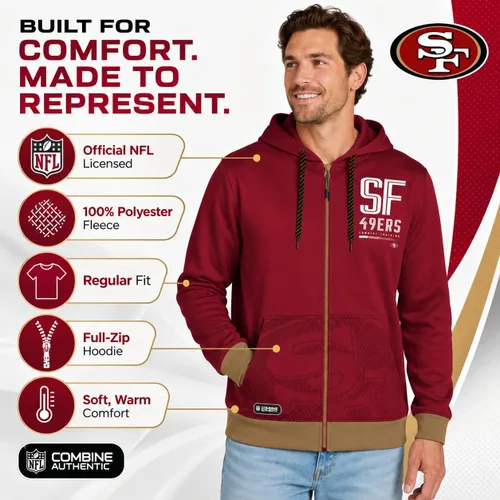 Vista 5 de Outerstuff NFL - Sudadera con capucha para hombre con cremallera completa en colores del